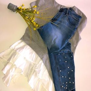 NWOT Earl Skinny Ankle Pearl Studded Jeans, Sz 10